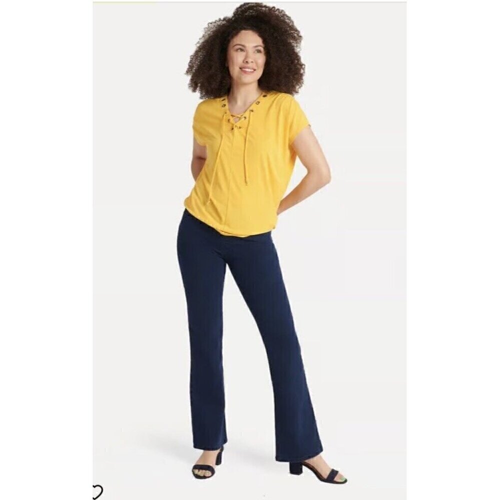 Betabrand Women's Sz Med Long Denim Straight Leg Pull On Yoga Jeans W0626IN